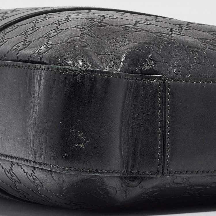 Pre Owned Gucci Black Guccissima Leather Briefcase
