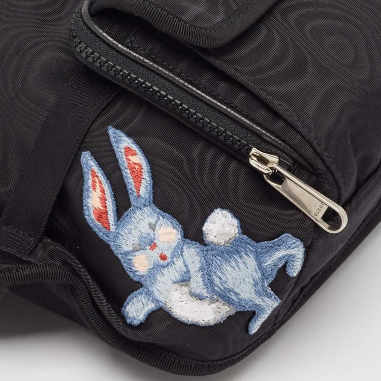 Pre Owned Gucci Black Nylon Tenebre Logo Patch Belt Bag