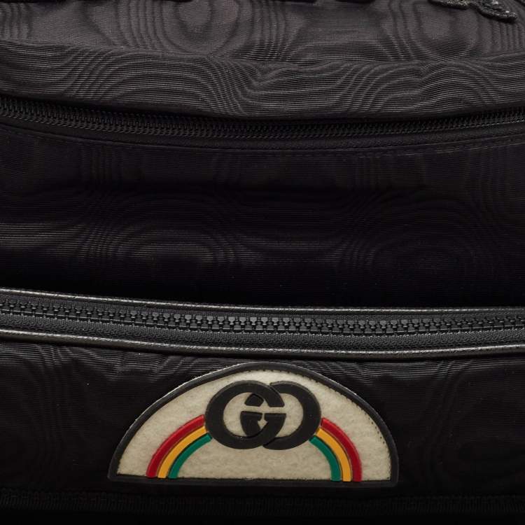 Pre Owned Gucci Black Nylon Tenebre Logo Patch Belt Bag