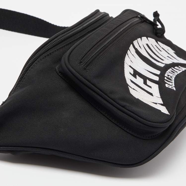 Pre Owned Balenciaga Black Canvas Cities New York Explorer Belt Bag