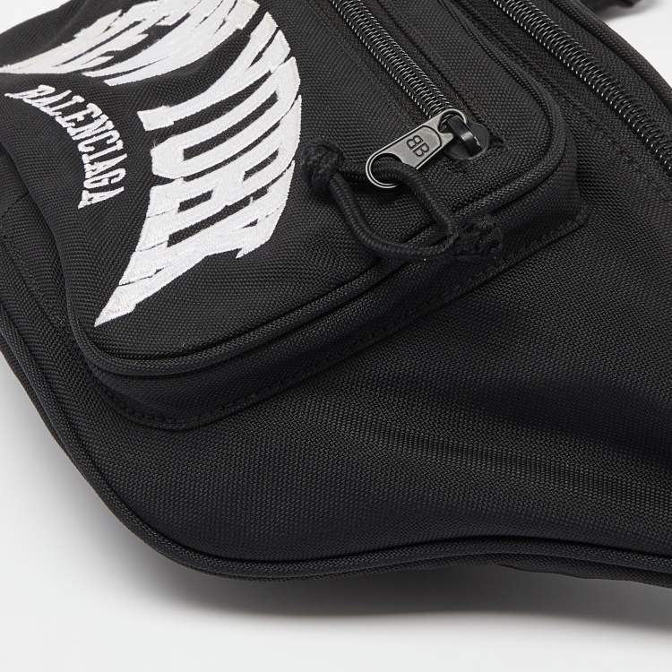 Pre Owned Balenciaga Black Canvas Cities New York Explorer Belt Bag