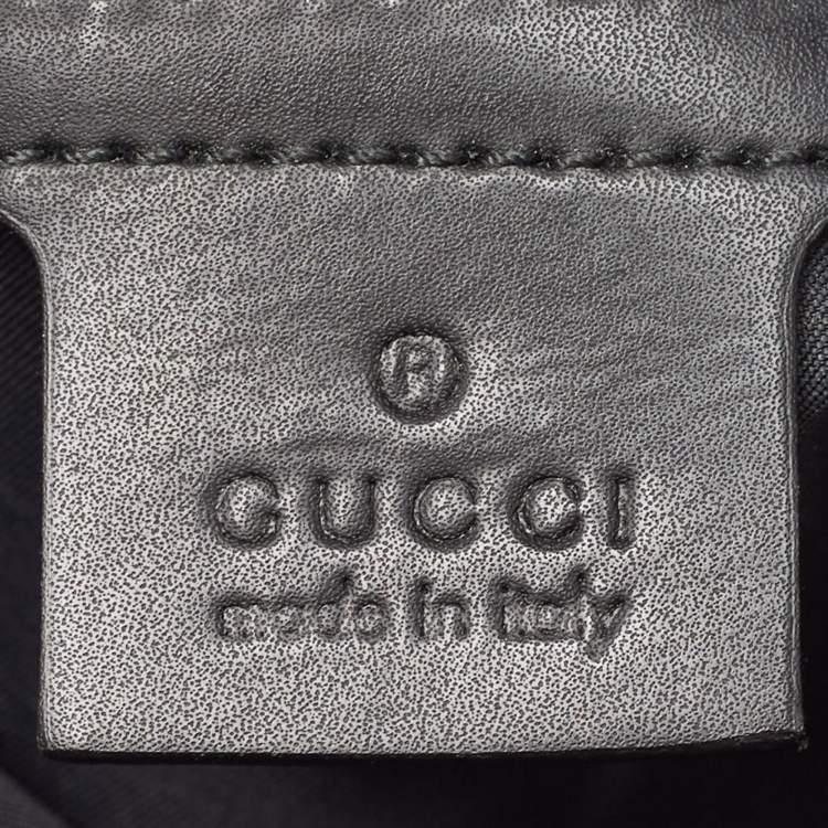 Pre Owned Gucci Black GG Supreme Canvas and Leather Drawstring Backpack