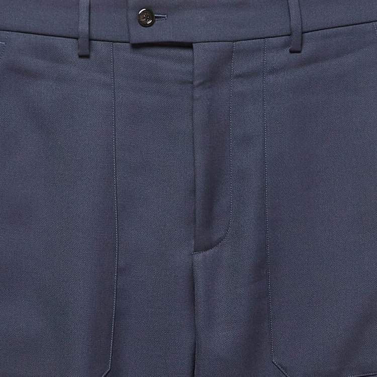 Pre Owned Gucci Blue Gabardine Trousers XL