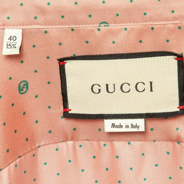 Pre Owned Gucci Polka Dots Silk Long Sleeve Shirt M