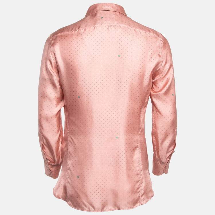 Pre Owned Gucci Polka Dots Silk Long Sleeve Shirt M