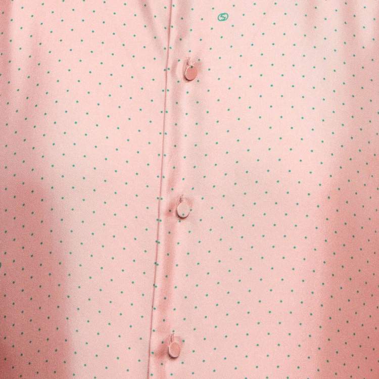 Pre Owned Gucci Polka Dots Silk Long Sleeve Shirt M