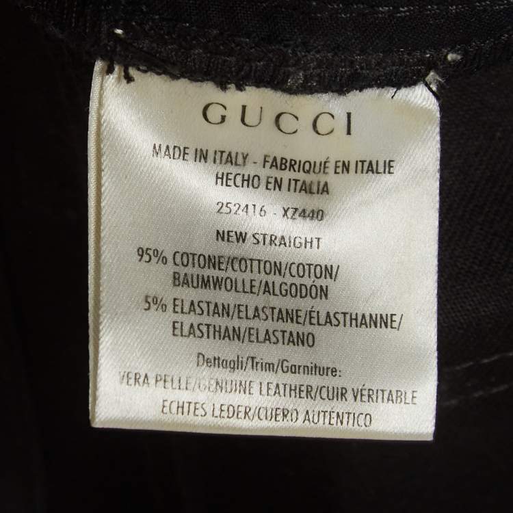 Pre Owned Gucci Black Cotton Leather Trim Pants XS