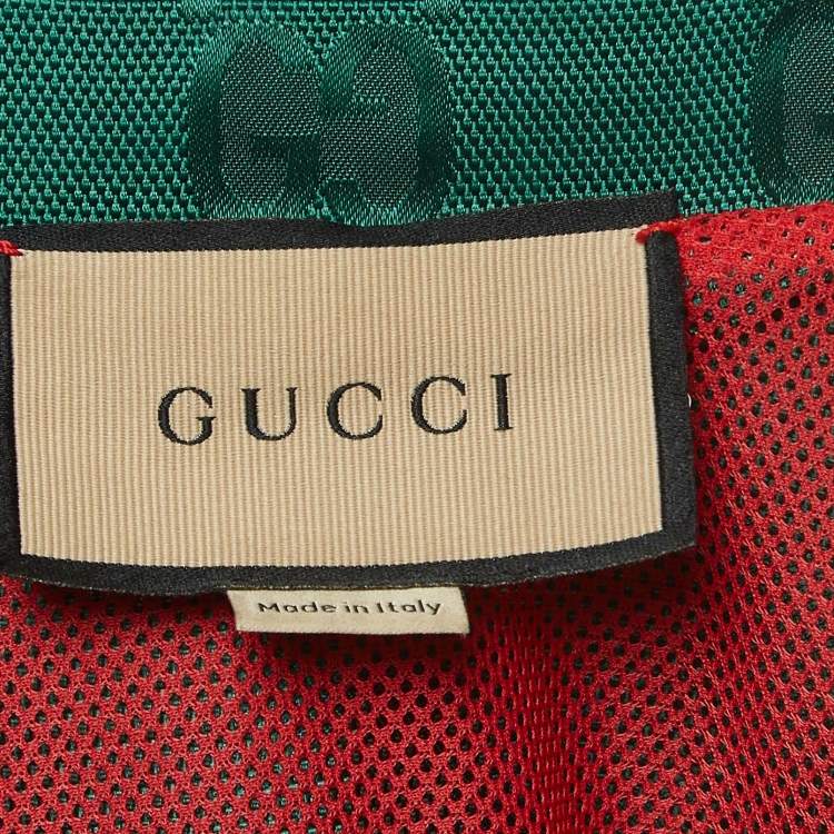 Pre Owned Gucci Green GG Interlocking Canvas Bowling Shirt S 
