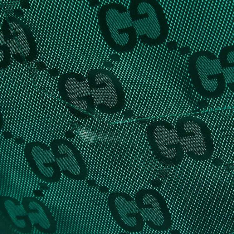 Pre Owned Gucci Green GG Interlocking Canvas Bowling Shirt S 