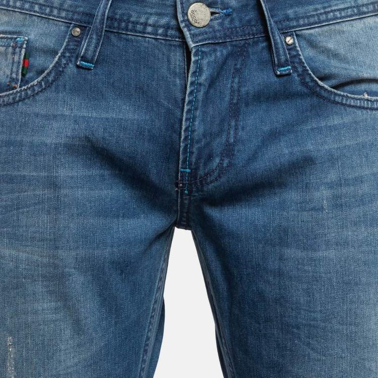 Pre Owned Gucci Vintage Blue Denim Skinny Jeans M Waist 31"