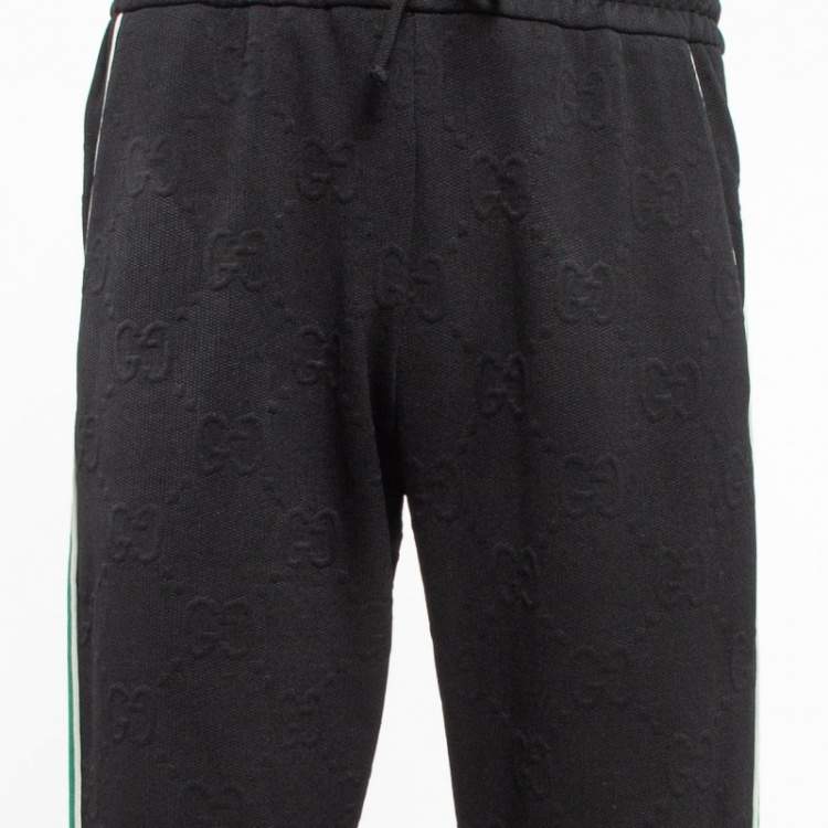 Pre Owned Gucci Navy Blue GG Jacquard Knit Side Tape Trackpants S