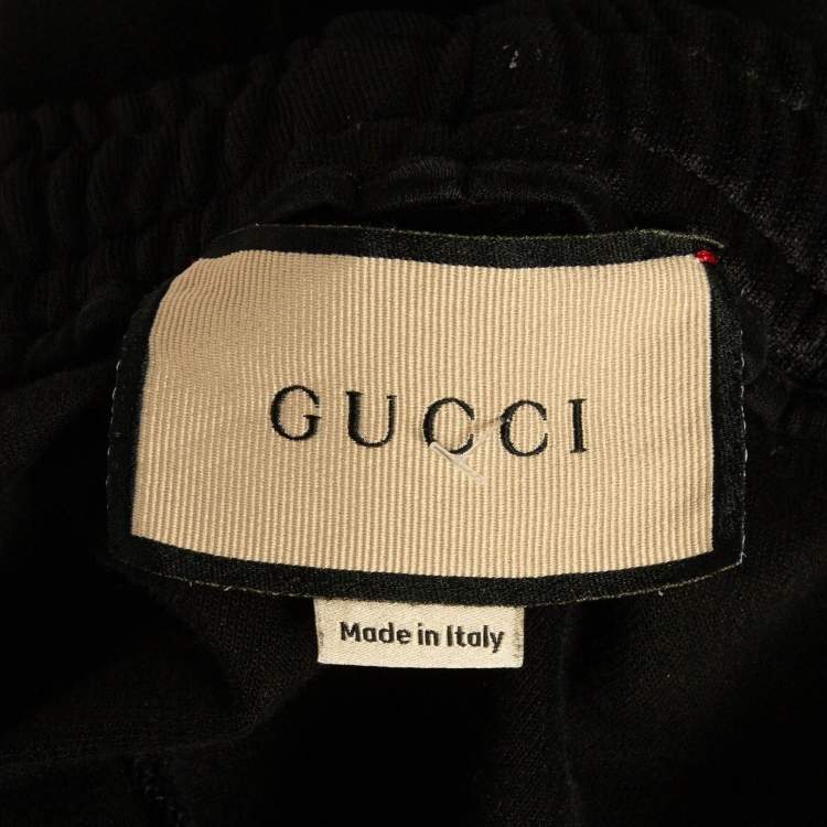 Pre Owned Gucci Black Jersey Logo Tape Joggers S