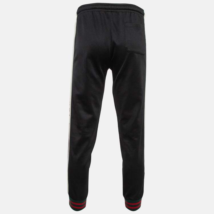 Pre Owned Gucci Black Jersey Logo Tape Joggers S