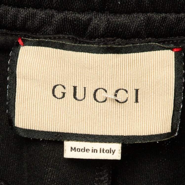 Pre Owned Gucci Black Jersey Logo Tape Joggers S
