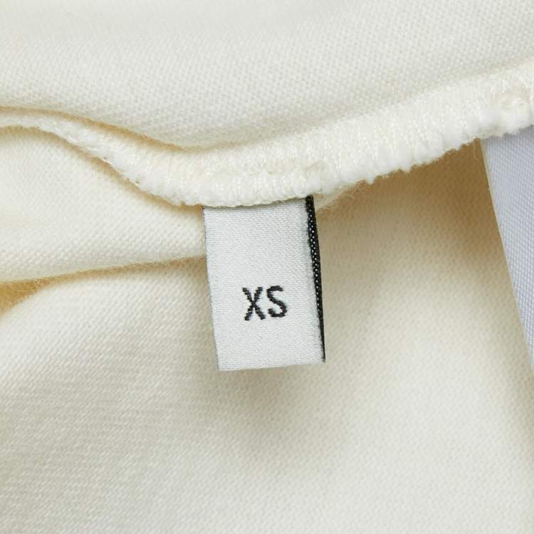 مملوكة مسبقًا Gucci Cream Tennis Logo Embroidered Cotton Oversized T-Shirt XS
