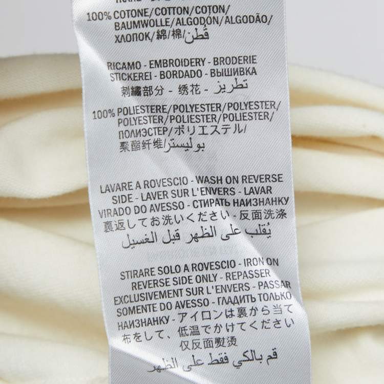 مملوكة مسبقًا Gucci Cream Tennis Logo Embroidered Cotton Oversized T-Shirt XS