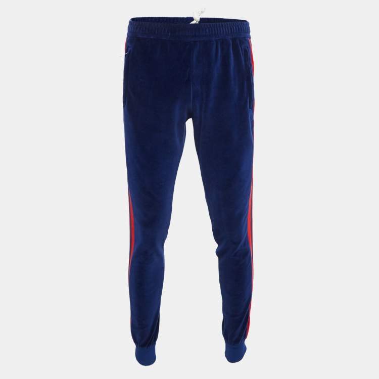 Gucci Blue Side Stripe Velour Jogging Pants M Gucci TLC