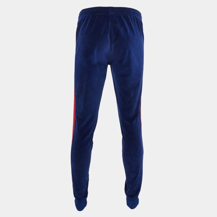 مملوكة مسبقًا Gucci Blue Side Stripe Velour Jogging Pants M