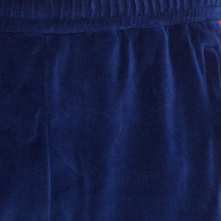 مملوكة مسبقًا Gucci Blue Side Stripe Velour Jogging Pants M