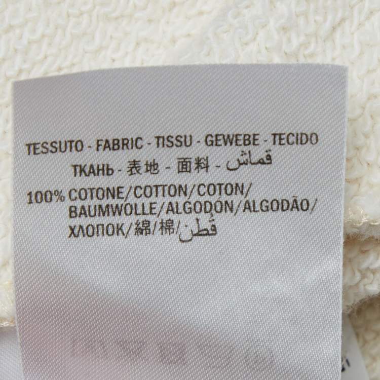 Pre Owned Gucci Cream Printed & Distressed Cotton Knit Sweatshirt S