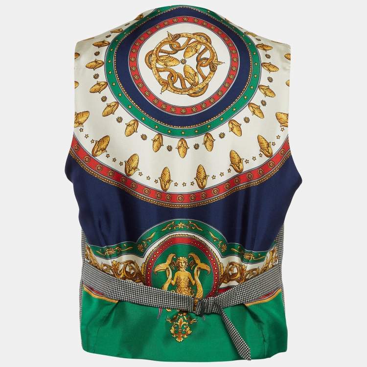 Pre Owned Gucci Multicolor Houndstooth Button Front Vest XL
