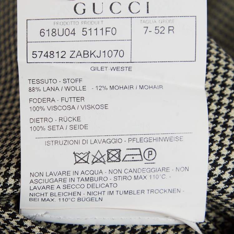 Pre Owned Gucci Multicolor Houndstooth Button Front Vest XL