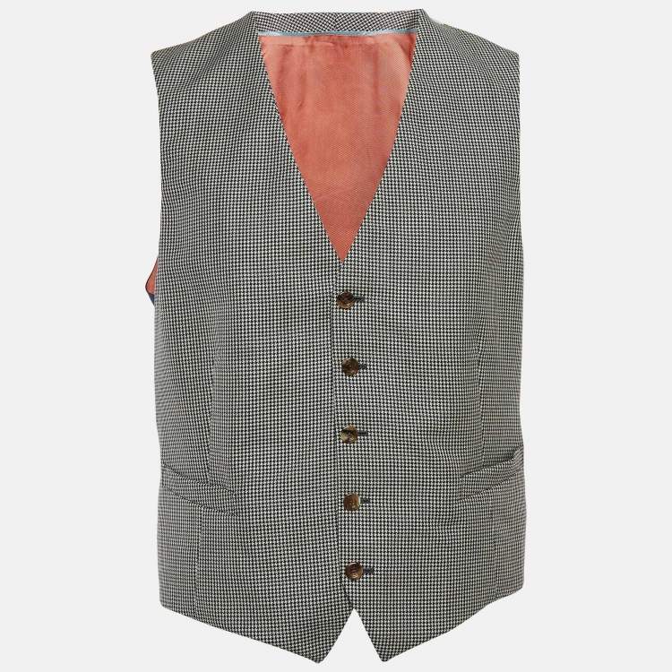 Pre Owned Gucci Multicolor Houndstooth Button Front Vest XL