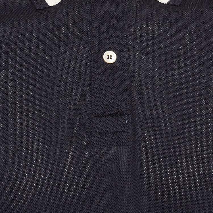 Pre Owned Gucci Navy Blue Pique Jersey Polo T-Shirt XL