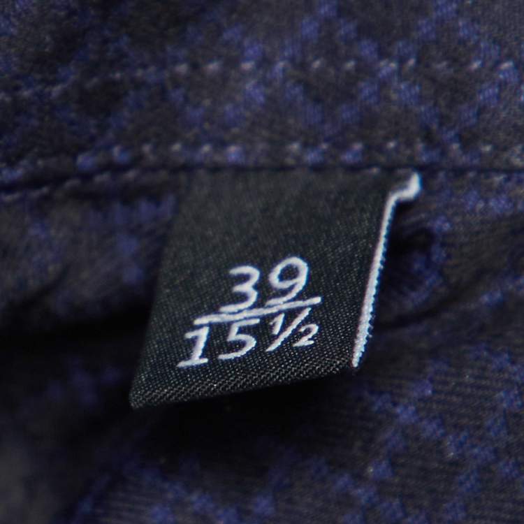 مملوكة مسبقًا Gucci Navy Blue Patterned Cotton Buttoned Up Shirt S