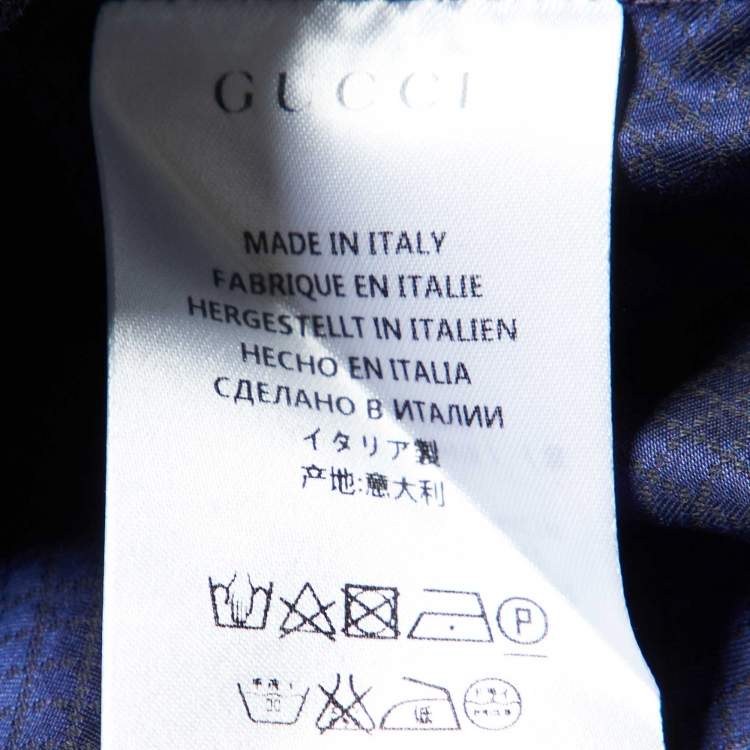 مملوكة مسبقًا Gucci Navy Blue Patterned Cotton Buttoned Up Shirt S
