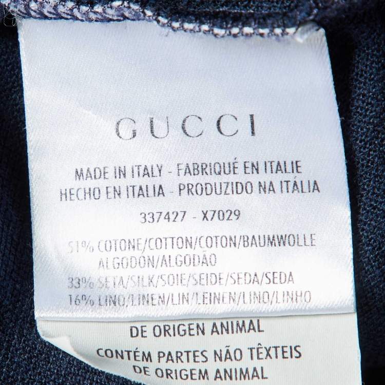 Pre Owned Gucci Navy Blue Cotton Blend Polo T-Shirt M