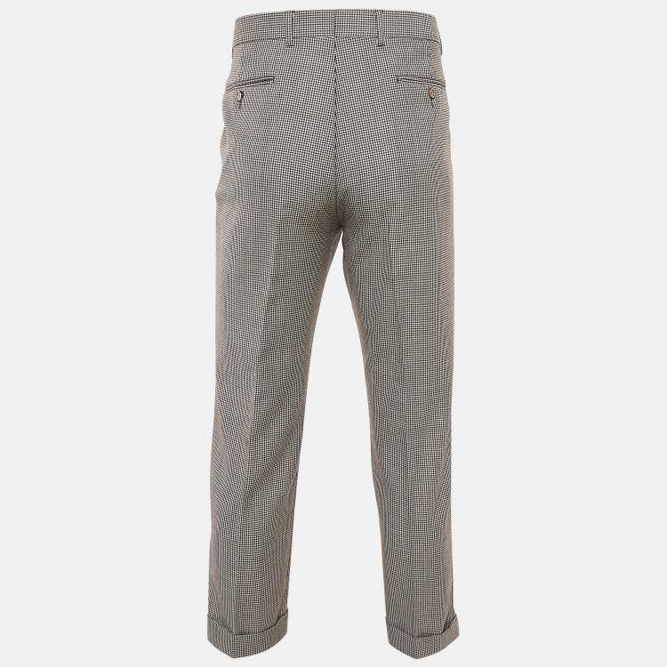 مملوكة مسبقًا Gucci Beige/Black Houndstooth Wool Pants L