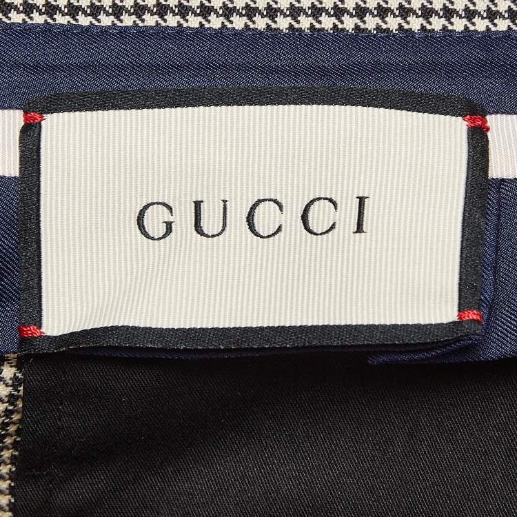 مملوكة مسبقًا Gucci Beige/Black Houndstooth Wool Pants L