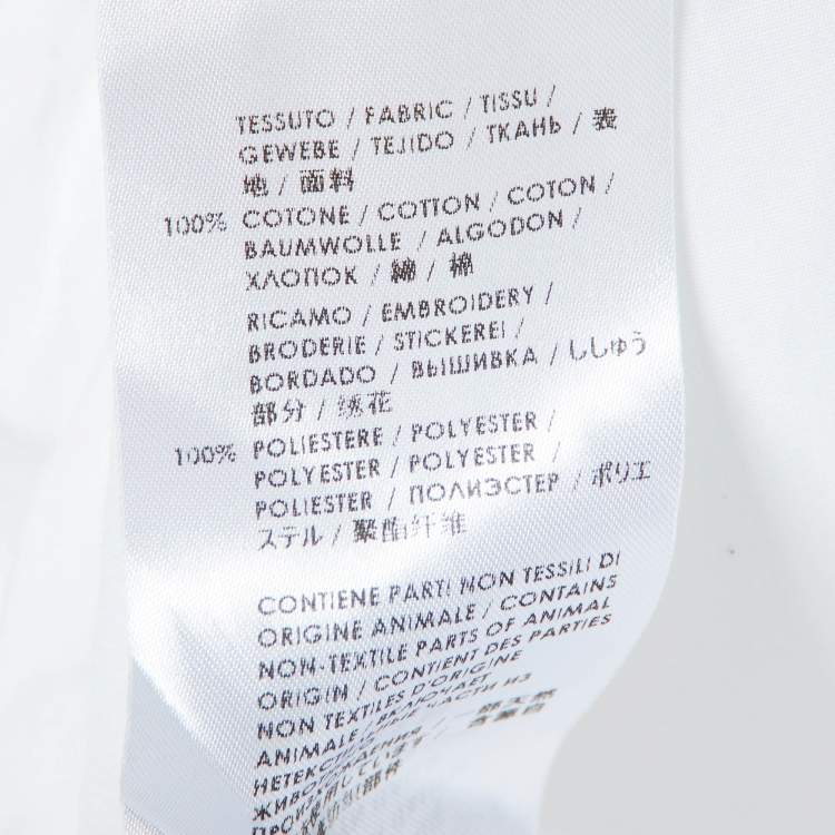 Pre Owned Gucci White Embroidered Cotton Buttoned Up Shirt M