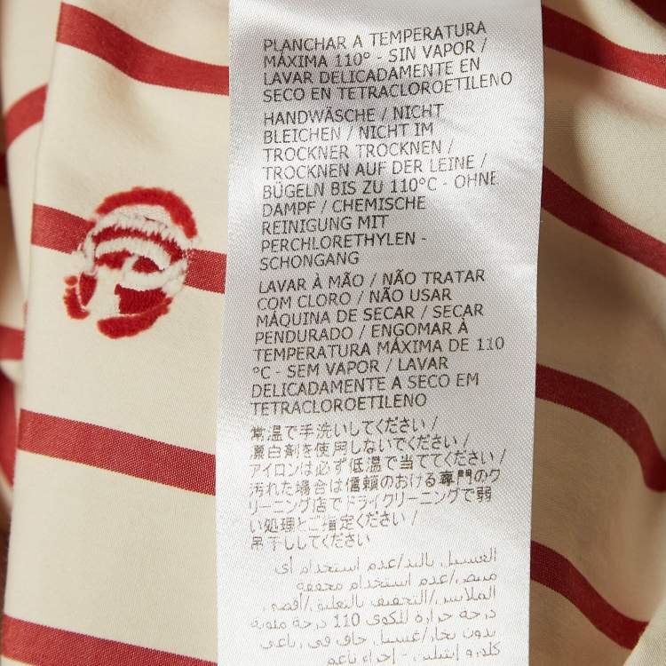 Pre Owned Gucci Cream GG Striped Cotton Bowling Shirt XXL