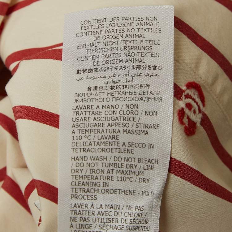 Pre Owned Gucci Cream GG Striped Cotton Bowling Shirt XXL