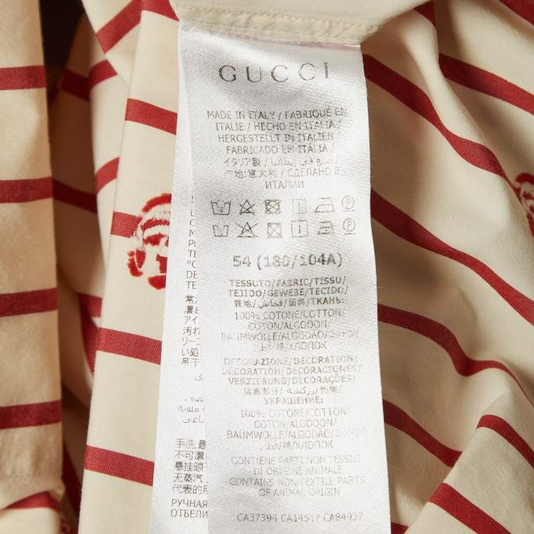 Pre Owned Gucci Cream GG Striped Cotton Bowling Shirt XXL