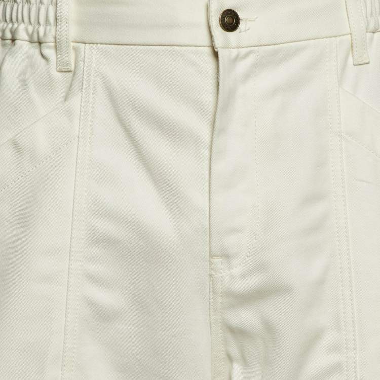 Pre Owned Gucci White Cotton Elasticated Bottom Cargo Pants XXL