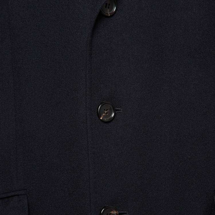 Pre Owned Gucci Navy Blue Cashmere Single Breasted Long Coat L