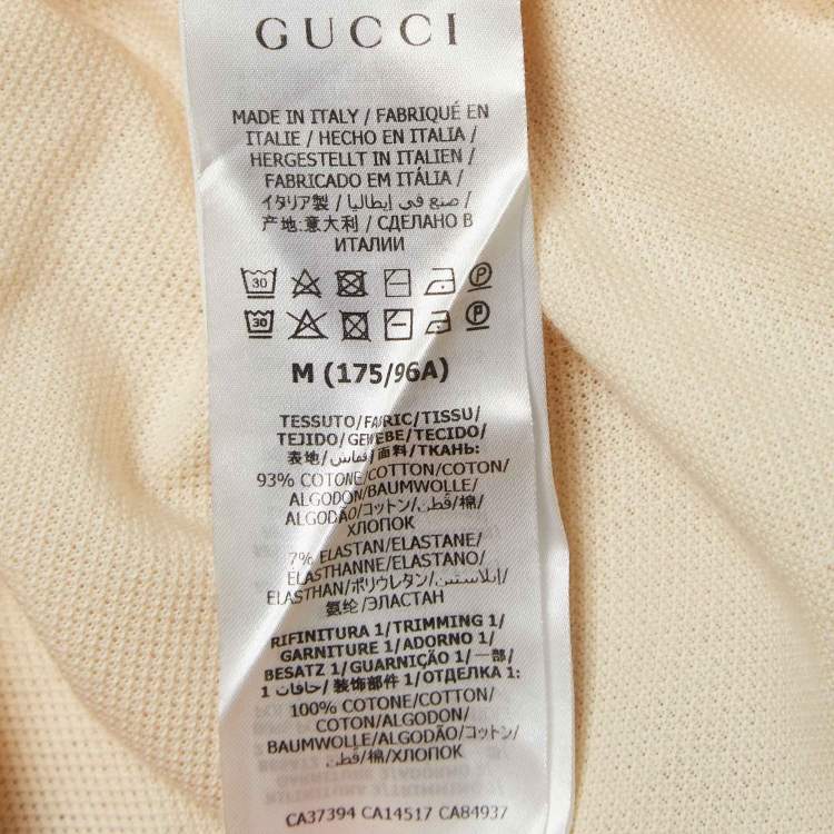 Pre Owned Gucci Cream Interlock GG Stripe Cotton Polo T-Shirt M