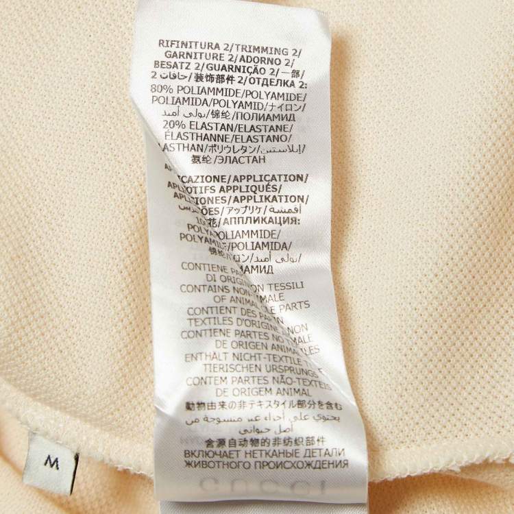 Pre Owned Gucci Cream Interlock GG Stripe Cotton Polo T-Shirt M