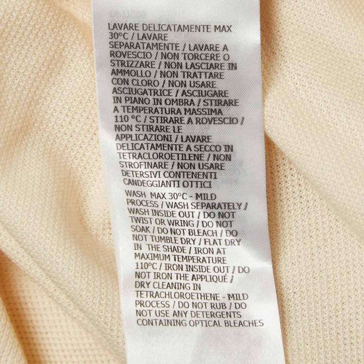 Pre Owned Gucci Cream Interlock GG Stripe Cotton Polo T-Shirt M