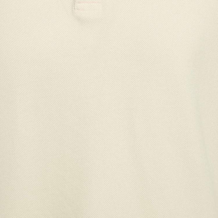 Pre Owned Gucci Cream Interlock GG Stripe Cotton Polo T-Shirt M