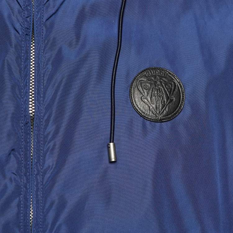 Pre Owned Gucci Navy Blue Nylon Zip-Up Hooded Jacket XL