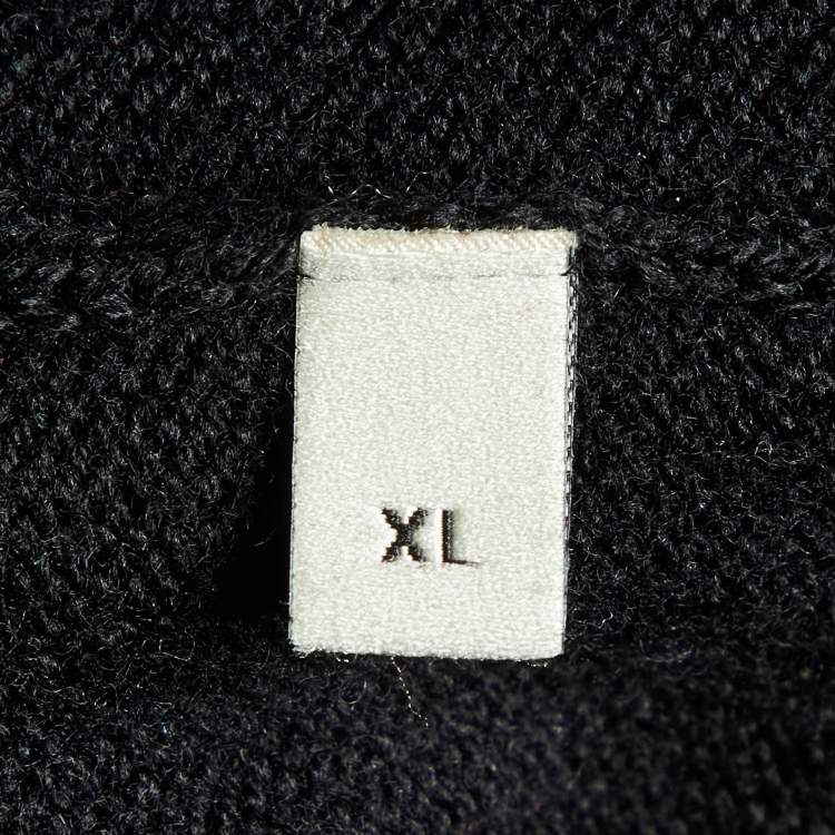 Pre Owned Gucci Black Wool Knit Zip Up Sweater XL