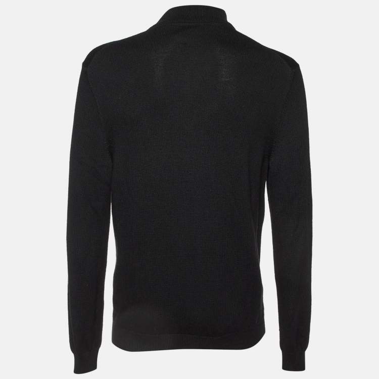 Pre Owned Gucci Black Wool Knit Zip Up Sweater XL