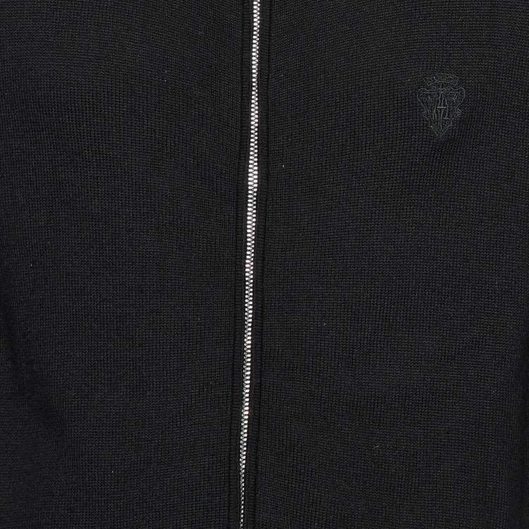 Pre Owned Gucci Black Wool Knit Zip Up Sweater XL