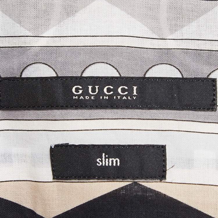 مملوكة مسبقًا Gucci Grey/Multicolor Printed Cotton Button Front Shirt L