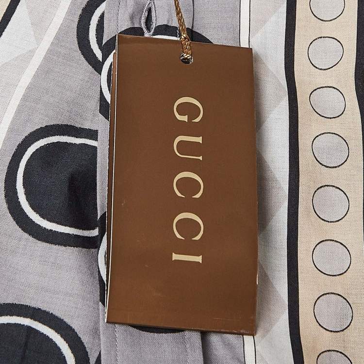 مملوكة مسبقًا Gucci Grey/Multicolor Printed Cotton Button Front Shirt L