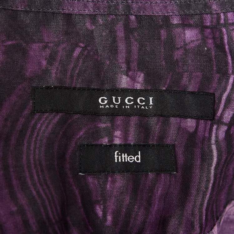 مملوكة مسبقًا Gucci Purple Abstract Print Cotton Fitted Shirt M